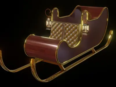 Christmas Sleigh Low-poly 3D model