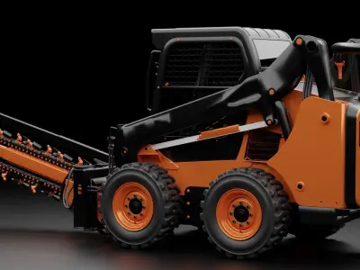 Compact Wheel Loader with Trencher 3D model