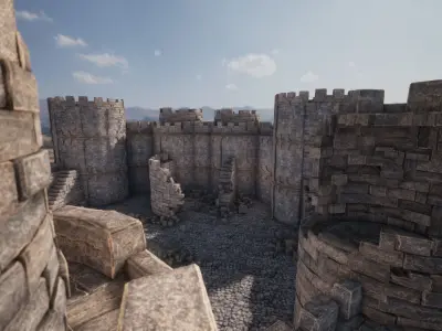 Ultimate Medieval Castle  Walls And Towers  40 Assets Low-poly 3D model