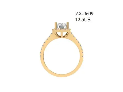 Solitaire Engagement Ring 3D print model 97