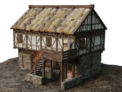 Medieval House 13 PBR 4K GameReady Low-poly 3D model