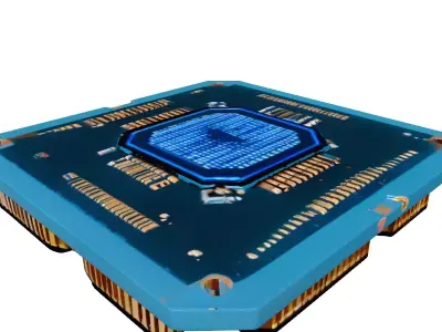 Futuristic CPU Processor Microchip 3D model