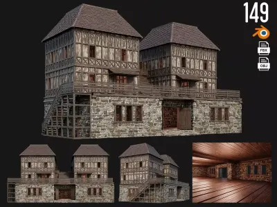Old Medieval House 4K Textures GameReady 149 Low-poly 3D model