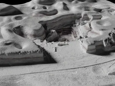 Moon open pit mining quarry 3D model