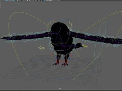 Raven three birds Low-poly 3D model