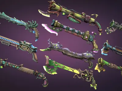 Fantasy muskets Low-poly 3D model