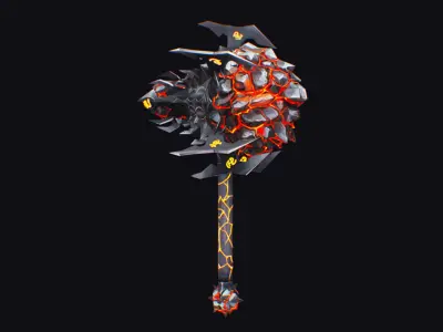 Hammer Stone Sledgehammer StormBreaker Mallet Maul Mace Low-poly 3D model