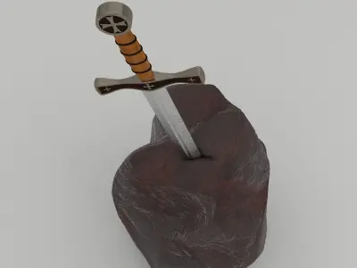 Sword 1 on rock 3D model