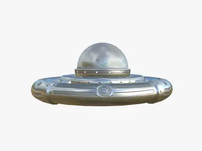 Alien Spaceship UFO E02 Aluminum - Sci Fi Spacecraft Design Low-poly 3D model