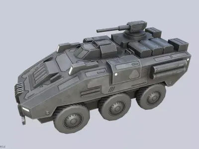 Low poly scifi battle vehicle Low-poly 3D model