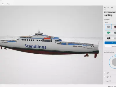 Hybrid diesel electric ropax ferry Low-poly 3D model
