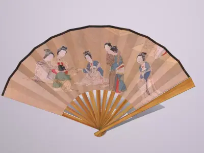Folding fan Low-poly 3D model purchase