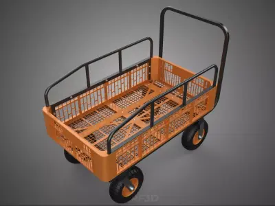 CARGO CART WAGON WAREHOUSE GARDEN CRATE RACK TROLLEY WHEELBARROW 3D model