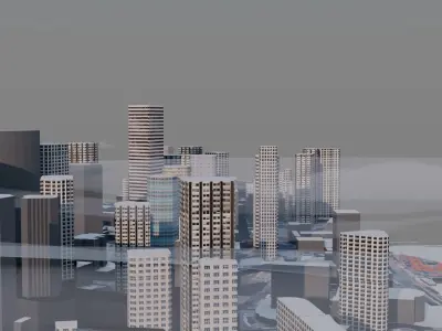 Large City for seen Hong Kong City Animated Free 3D model