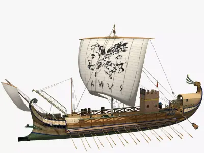 Roman Bireme Outside Lowpoly Low-poly 3D model