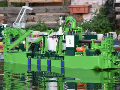 D Artagnan Dredger excavator Ship cutting suction dredger 3D print model
