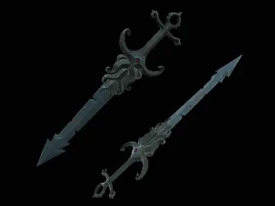 Stylized Sea  Sword Low-poly 3D model
