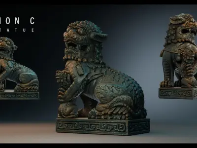 Lion C chinese statue of 3D model