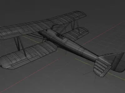 Rigged Antique Biplane 3D model