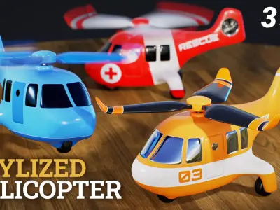 Stylized Helicopter Toy Low-poly 3D model