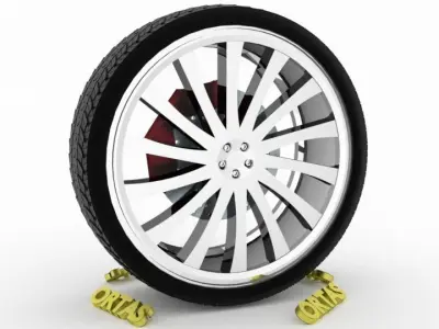 ORTAS CAR WHEEL RIM 125 GAME READY WHEEL RIM TIRE 3D model