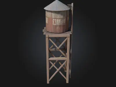 Rustic Water Tower  A Weathered Icon of the Countryside 3D model