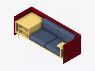 Sofa - Contemporary - Flame - Medium - Corner Shelf Low-poly 3D model get