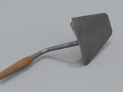 Trowel PBR metal shovel with wooden handle Low-poly 3D model