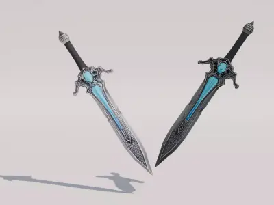 Fantasy Warrior Sword 3D Model  Game Ready PBR Textures 3D model