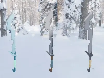 Sword swords in snow Free low-poly 3D model