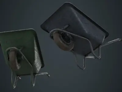 Wheelbarrow 1B Low-poly 3D model