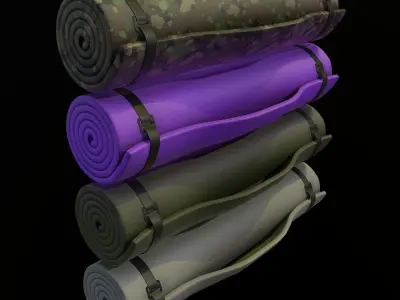 Military and yoga  bed roll Low-poly 3D model