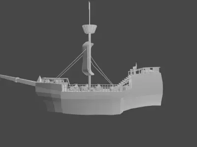 Pirate ship boat no texture blender 3D model