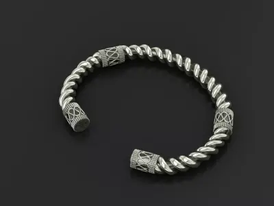 Stylish antique bracelet with patterns 3D print model