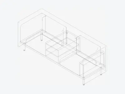 Sofa - Contemporary - Flame - Medium - Central Shelf Low-poly 3D model purchase