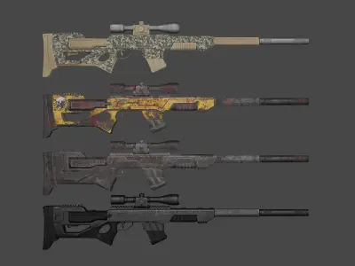 AWM sniper rifle low poly Gun Low-poly 3D model