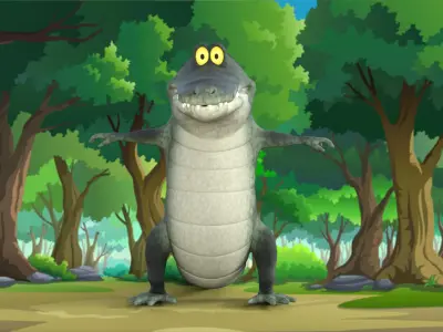 Cartoon Crocodile Rigged 3D model
