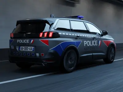 Peugeot 5008 -  French National Police Car Free 3D model