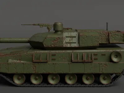 Green Military Tank  Low-poly 3D model