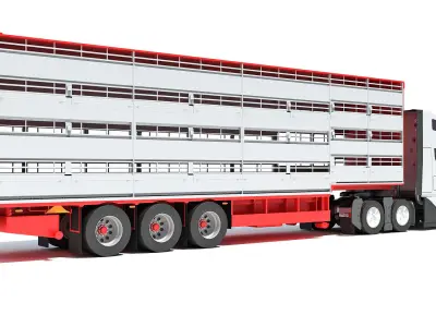 2014 Animal Transporter Semi Truck and Trailer 3D model