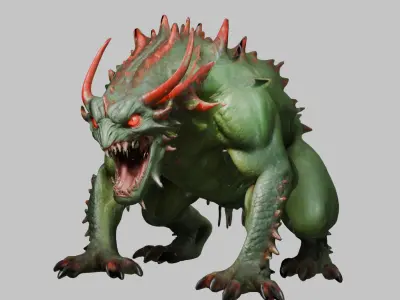 Low Poly Reptile Demon Creature Low-poly 3D model