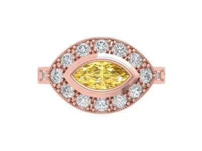 Marquise Art Deco Ring 3D print model get