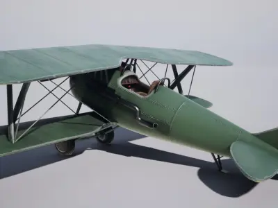Military Biplane  Low-poly 3D model