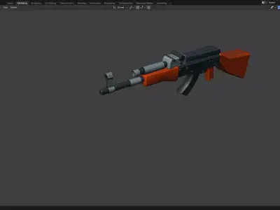 Low poly AK47 Gun Free low-poly 3D model