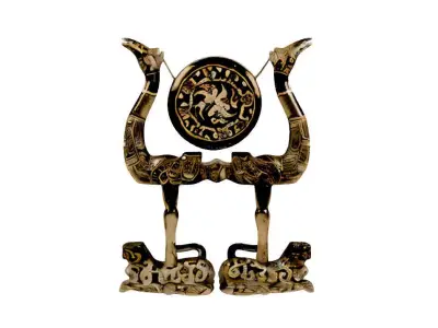 Bronze Mirror with Twin Crane Handles Free 3D model