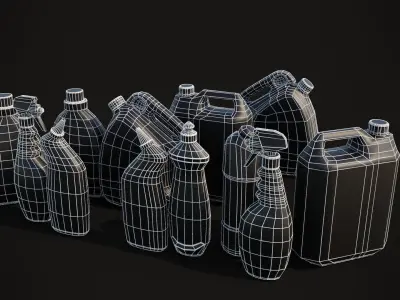 cleanning chemical bottles Low-poly 3D model