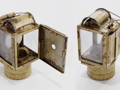 German WWII Carbide Railroad Lantern Low-poly 3D model