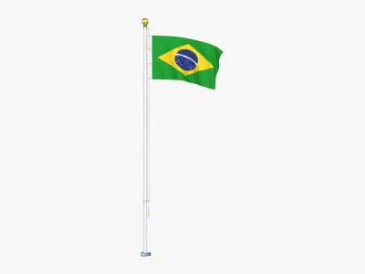 BrazilFlagStandPoleAnimated 3D model