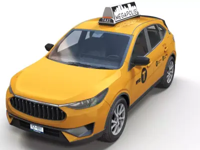 Generic SUV yellow taxi Low-poly 3D model