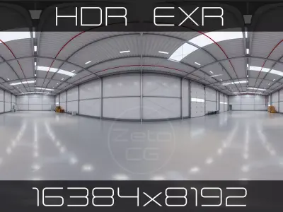 HDRI - Industrial Warehouse Interior 14 - 16384x8192 Texture